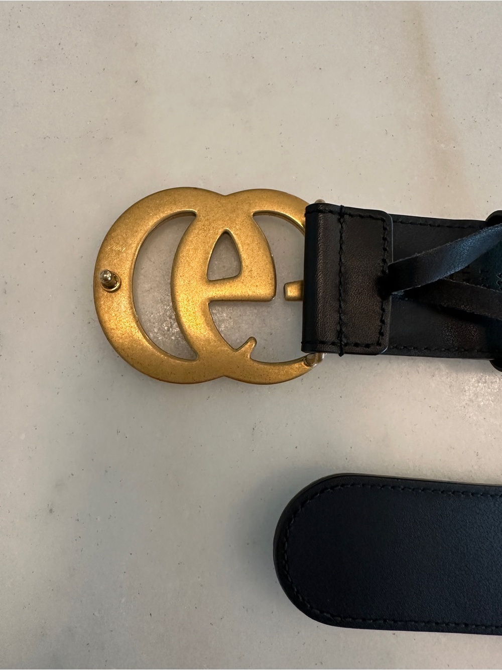 Gucci Interlocking G Web Belt Black Leather Green Red Canvas Size 90/36 - Italy - Picture 5 of 8